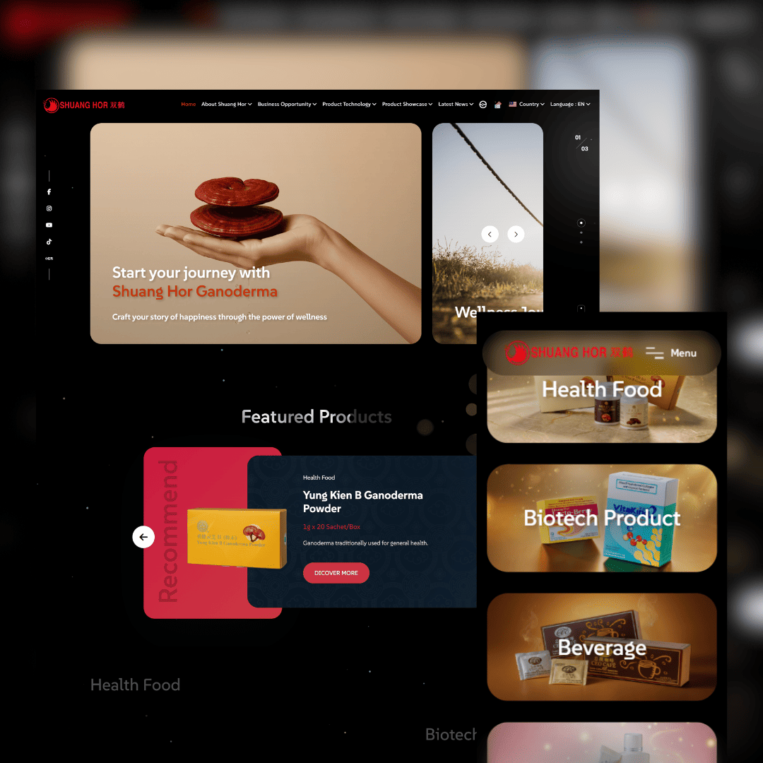 Shuang Hor Ganoderma wellness e-commerce website designed by Winnefy