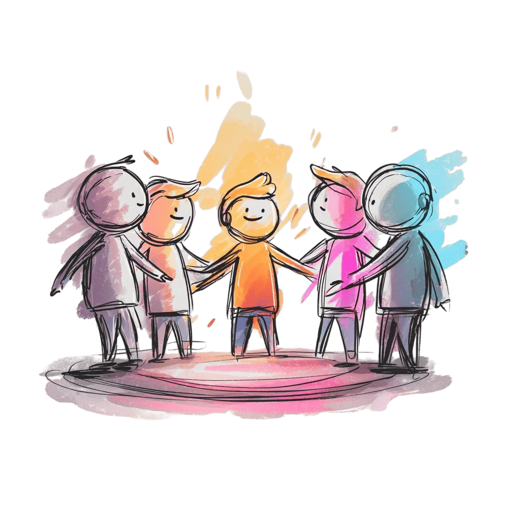 Illustration of Winnefy's in-house team collaborating