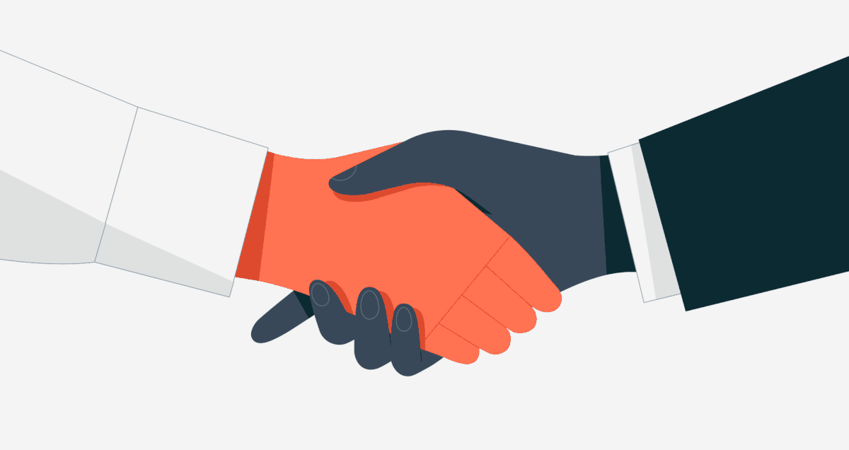 Illustration of a handshake representing client collaboration